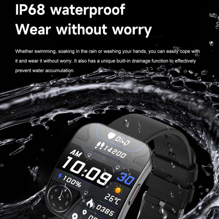 QS08 1.85 Inch Full-Screen Smart Watch with Real-Time Heart Rate/Blood Glucose/Blood Oxygen Monitor, SOS Alert, Sleep Tracking(Black) - Smart Watches by buy2fix | Online Shopping UK | buy2fix