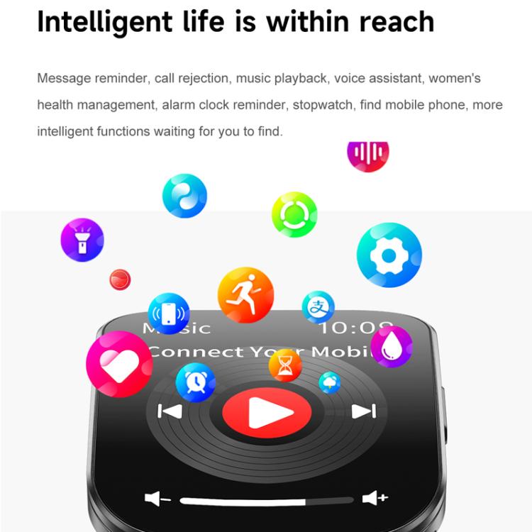 QS08 1.85 Inch Full-Screen Smart Watch with Real-Time Heart Rate/Blood Glucose/Blood Oxygen Monitor, SOS Alert, Sleep Tracking(Black) - Smart Watches by buy2fix | Online Shopping UK | buy2fix