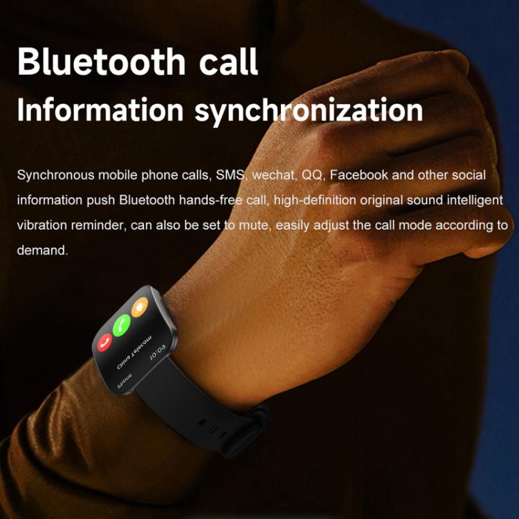 QS08 1.85 Inch Full-Screen Smart Watch with Real-Time Heart Rate/Blood Glucose/Blood Oxygen Monitor, SOS Alert, Sleep Tracking(Black) - Smart Watches by buy2fix | Online Shopping UK | buy2fix