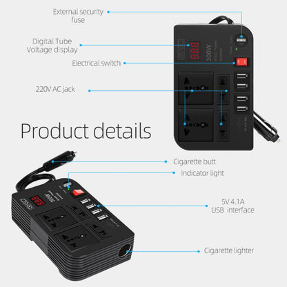 E8982 300W Car Inverter DC 12V To AC 220V Car Laptop USB Charging Universal Converter Power Adapter - Others by buy2fix | Online Shopping UK | buy2fix