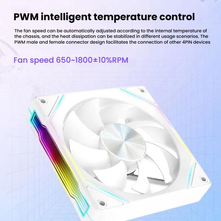 4RS 12cm Computer  Case Fan with Infinity Mirror ARGB Thermal Control & Ultra Quiet Cooling(Forward Black) - Fan Cooling by buy2fix | Online Shopping UK | buy2fix
