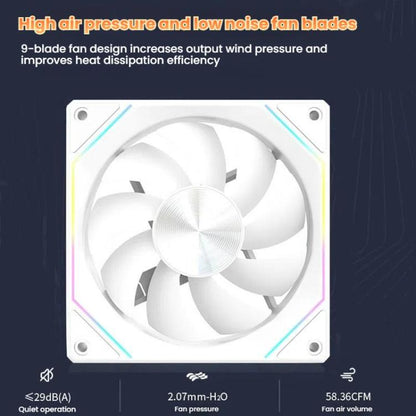 4RS 12cm Computer  Case Fan with Infinity Mirror ARGB Thermal Control & Ultra Quiet Cooling(Reverse Black) - Fan Cooling by buy2fix | Online Shopping UK | buy2fix