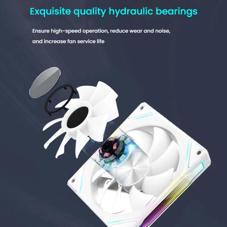 4RS 12cm Computer  Case Fan with Infinity Mirror ARGB Thermal Control & Ultra Quiet Cooling(Reverse White) - Fan Cooling by buy2fix | Online Shopping UK | buy2fix