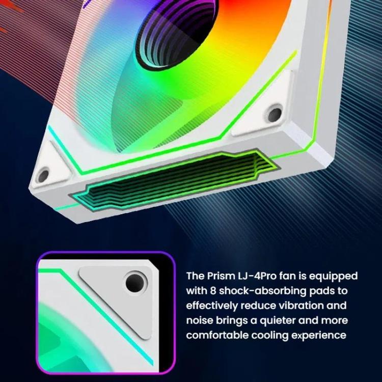 Prism 4RRO Computer Case Fan 12cm ARGB Sync PWM Quiet Cooling Fan(Reverse White Frame) - Fan Cooling by buy2fix | Online Shopping UK | buy2fix