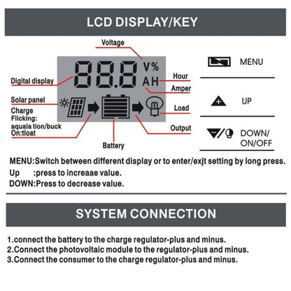 30A 12V 24V Lithium Lead Acid Solar Charge Controller PWM PV Controller With LCD Display - Others by buy2fix | Online Shopping UK | buy2fix