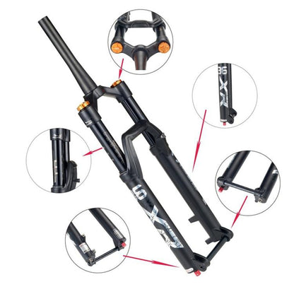 KRSEC XR36 Front Fork Straight Taper Tube Barrel Axle Mountain Bike Wire Damping Forks, Size: 27.5 inch(Black) - Front Fork by KRSEC | Online Shopping UK | buy2fix