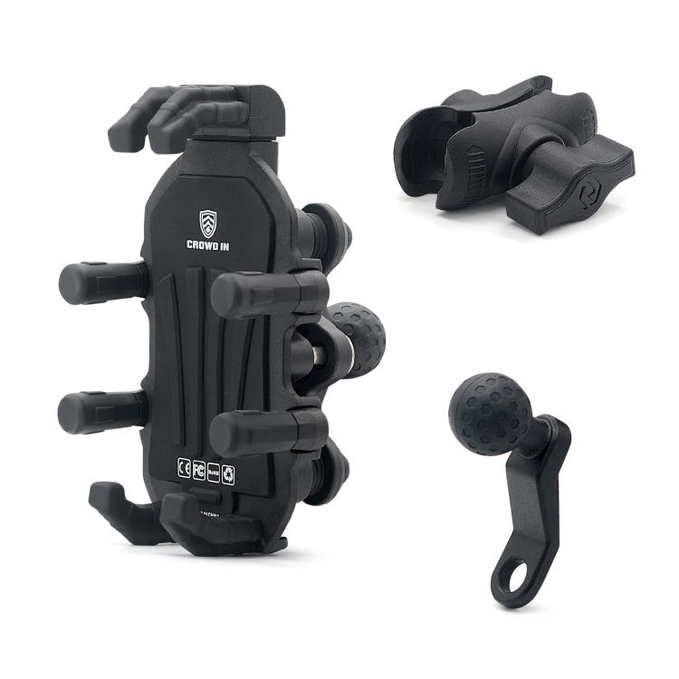 Motorcycle Rearview Mirror Mount Aluminum Alloy Shock-absorbing Mobile Phone Holder(Black) - Holder by buy2fix | Online Shopping UK | buy2fix