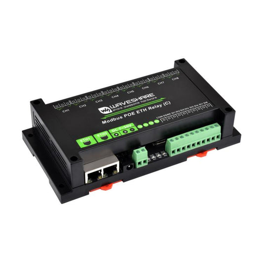 Waveshare Industrial Dual Ethernet Ports 8-ch Relay Module(C), PoE Power Supply(30544) - Relay Module by Waveshare | Online Shopping UK | buy2fix