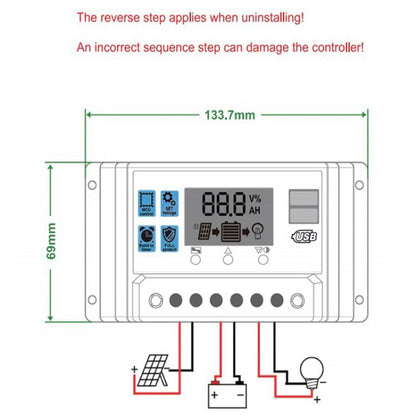 30A 12V 24V Solar Controller PV Solar Charge Controller With LCD Display - Others by buy2fix | Online Shopping UK | buy2fix