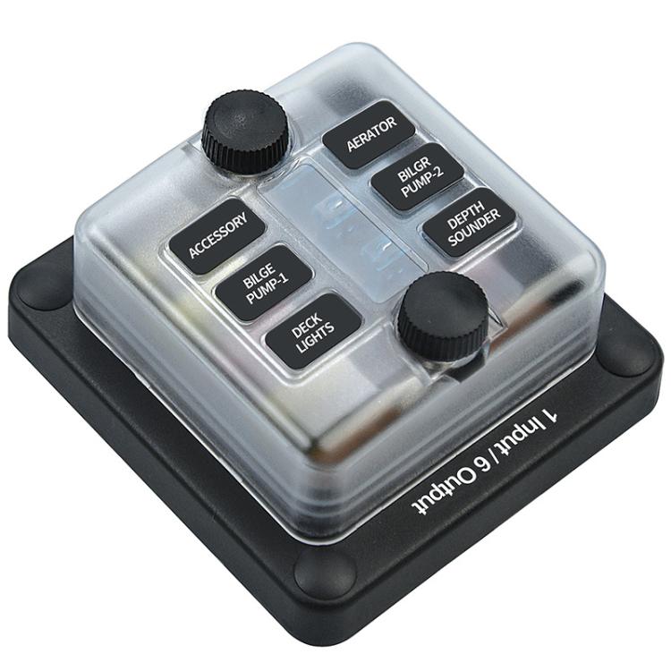 6-Way Waterproof Fuse Box With LED Indicator And Sticker(ZH-1704A1) - Fuse by buy2fix | Online Shopping UK | buy2fix