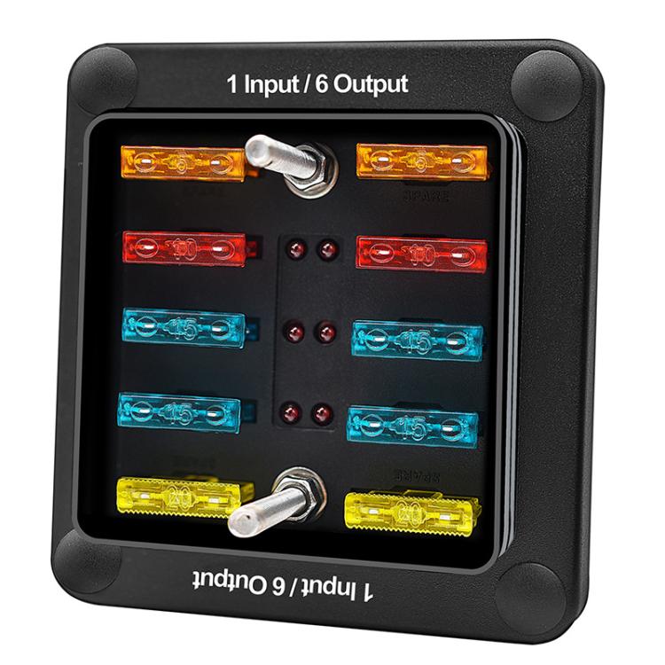 6-Way Waterproof Fuse Box With LED Indicator And Sticker(ZH-1704A1) - Fuse by buy2fix | Online Shopping UK | buy2fix