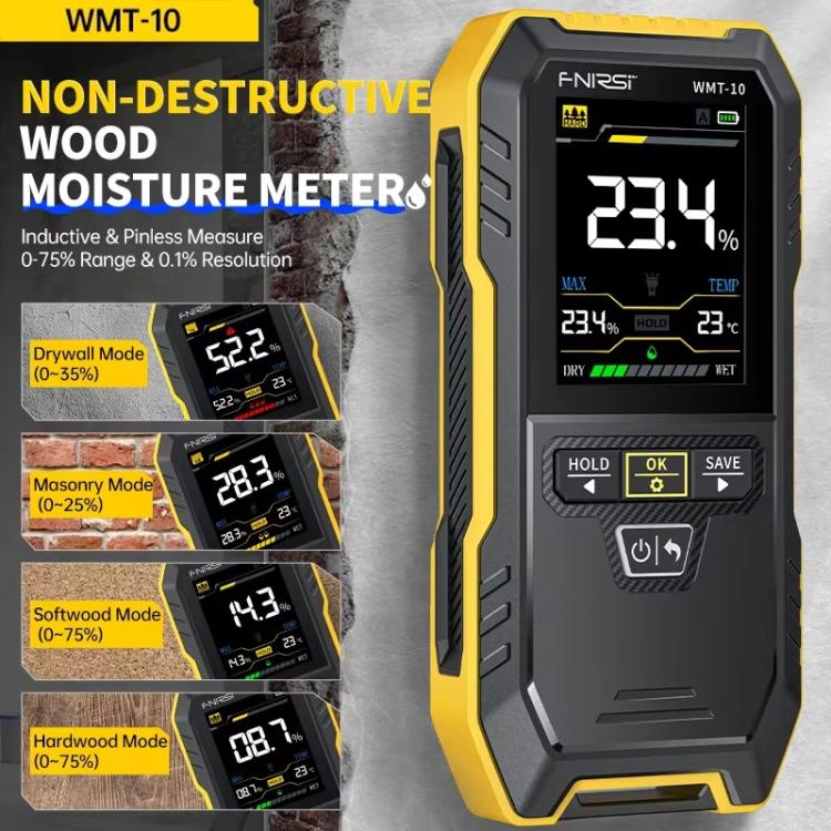 FNIRSI WMT-10 Wood Panel Moisture Tester Wall Surface Humidity Detector - PH & Moisture Meter by FNIRSI | Online Shopping UK | buy2fix