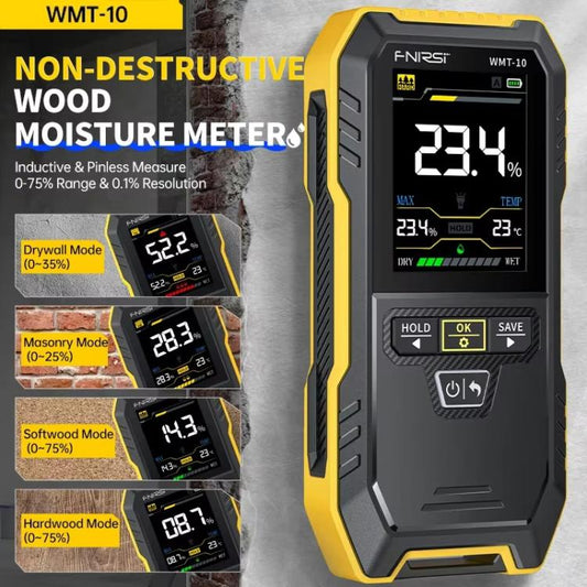 FNIRSI WMT-10 Wood Panel Moisture Tester Wall Surface Humidity Detector - PH & Moisture Meter by FNIRSI | Online Shopping UK | buy2fix