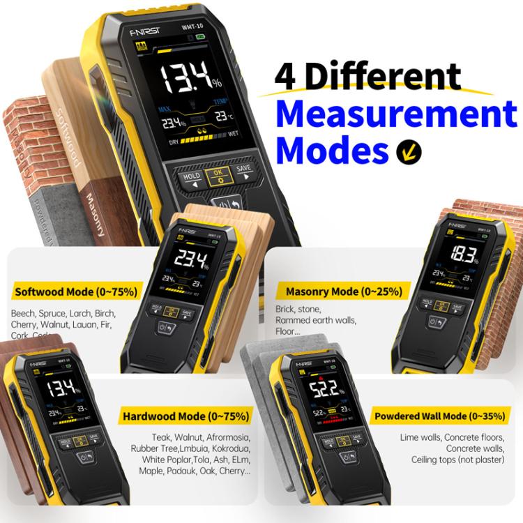 FNIRSI WMT-10 Wood Panel Moisture Tester Wall Surface Humidity Detector - PH & Moisture Meter by FNIRSI | Online Shopping UK | buy2fix