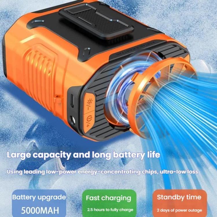 Portable Outdoor Hanging Waist Fan 100 Speeds Cooling Camping Neck Fan Long Life Charging Cooler(Green) - Electric Fans by buy2fix | Online Shopping UK | buy2fix