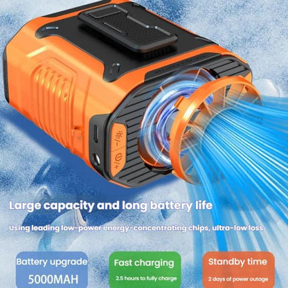 Portable Outdoor Hanging Waist Fan 100 Speeds Cooling Camping Neck Fan Long Life Charging Cooler(Green) - Electric Fans by buy2fix | Online Shopping UK | buy2fix