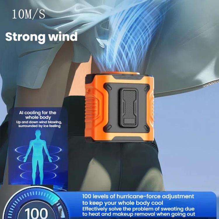 Portable Outdoor Hanging Waist Fan 100 Speeds Cooling Camping Neck Fan Long Life Charging Cooler(Green) - Electric Fans by buy2fix | Online Shopping UK | buy2fix