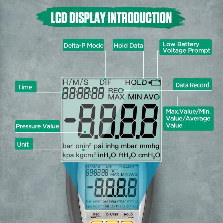 DUOYI Digital Brake Vacuum Pump Measuring Gauge Differential Pressure Gauge(DY27A English) - Electronic Test by DUOYI | Online Shopping UK | buy2fix