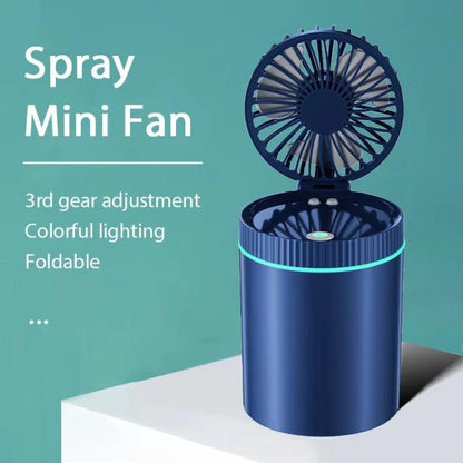 F98 Spray Cooling Desktop Small Fan Bedroom Office Portable Humidifier With Colored Lights, Color: Battery (Blue) - Electric Fans by buy2fix | Online Shopping UK | buy2fix