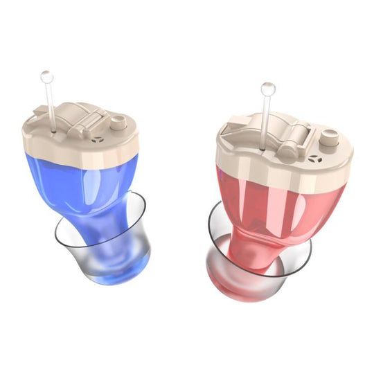 Digital Smart Noise Reduction CIC Hearing Aid Adjustable Sound Amplifier For The Elderly, Color: Left+Right Red Blue