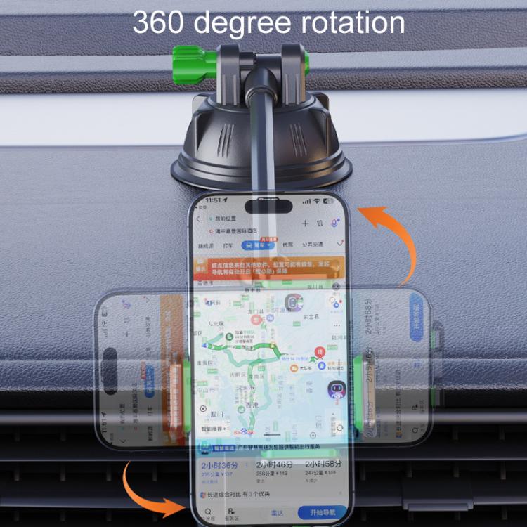 Extended Bendable Hose Car Phone Holder Windshield Dashboard Large Suction Cup Navigation Bracket(Gray) - Universal Car Holders by buy2fix | Online Shopping UK | buy2fix