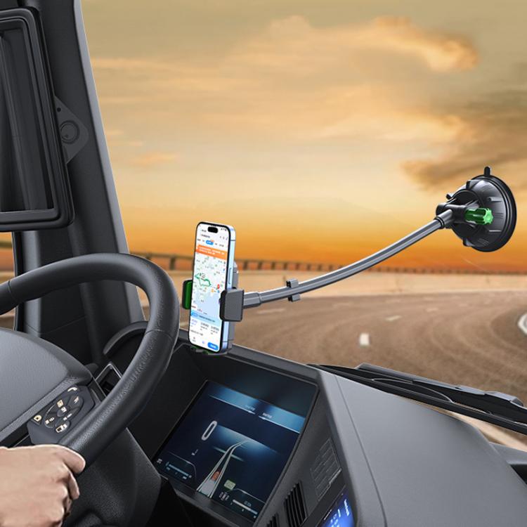 Extended Bendable Hose Car Phone Holder Windshield Dashboard Large Suction Cup Navigation Bracket(Gray) - Universal Car Holders by buy2fix | Online Shopping UK | buy2fix