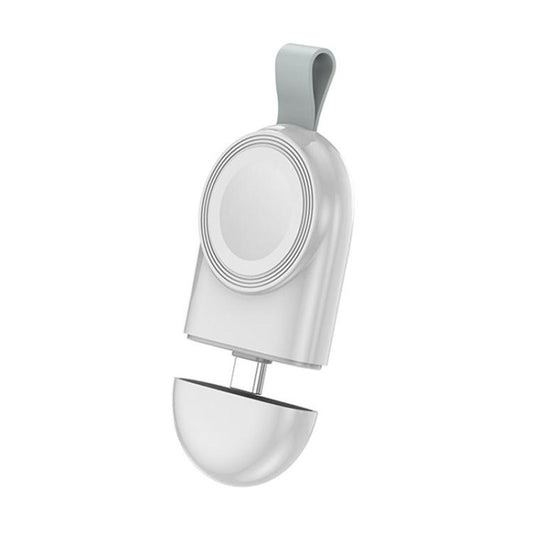 For Apple Watch 1/2/3/4/5/6/7/8/9/10/SE Portable Magnetic Wireless Charger Type-C Smart Wireless Charger(White) - Charger / Holder by buy2fix | Online Shopping UK | buy2fix