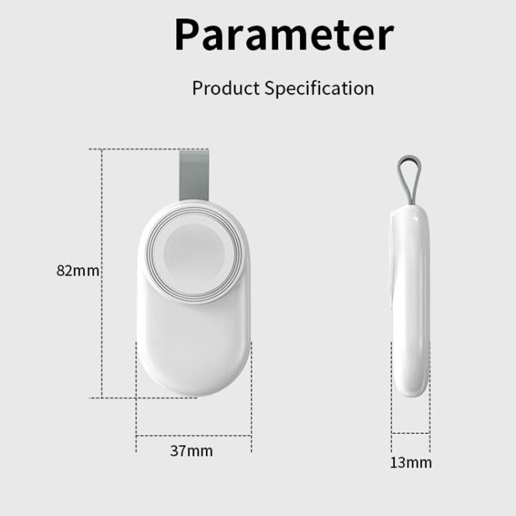 For Apple Watch 1/2/3/4/5/6/7/8/9/10/SE Portable Magnetic Wireless Charger Type-C Smart Wireless Charger(White) - Charger / Holder by buy2fix | Online Shopping UK | buy2fix