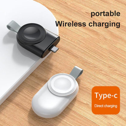 For Apple Watch 1/2/3/4/5/6/7/8/9/10/SE Portable Magnetic Wireless Charger Type-C Smart Wireless Charger(White) - Charger / Holder by buy2fix | Online Shopping UK | buy2fix