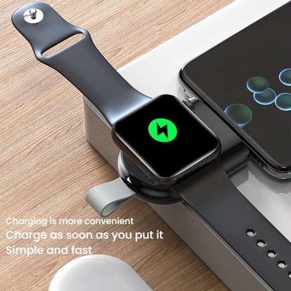 For Apple Watch 1/2/3/4/5/6/7/8/9/10/SE Portable Magnetic Wireless Charger Type-C Smart Wireless Charger(White) - Charger / Holder by buy2fix | Online Shopping UK | buy2fix