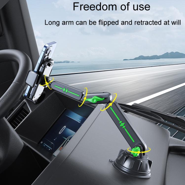 Extended Car Mechanical Arm Telescopic Cell Phone Holder Car Windshield Dashboard Large Suction Cup Navigation Mount(Gray) - Universal Car Holders by buy2fix | Online Shopping UK | buy2fix