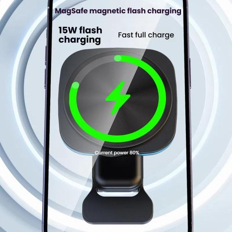 For IPhone 12-16 Cell Phone Car Magnetic Wireless Charger Car Air Vent Holder Fast Charger Blue Light (Black) - Wireless Charger Holders by buy2fix | Online Shopping UK | buy2fix