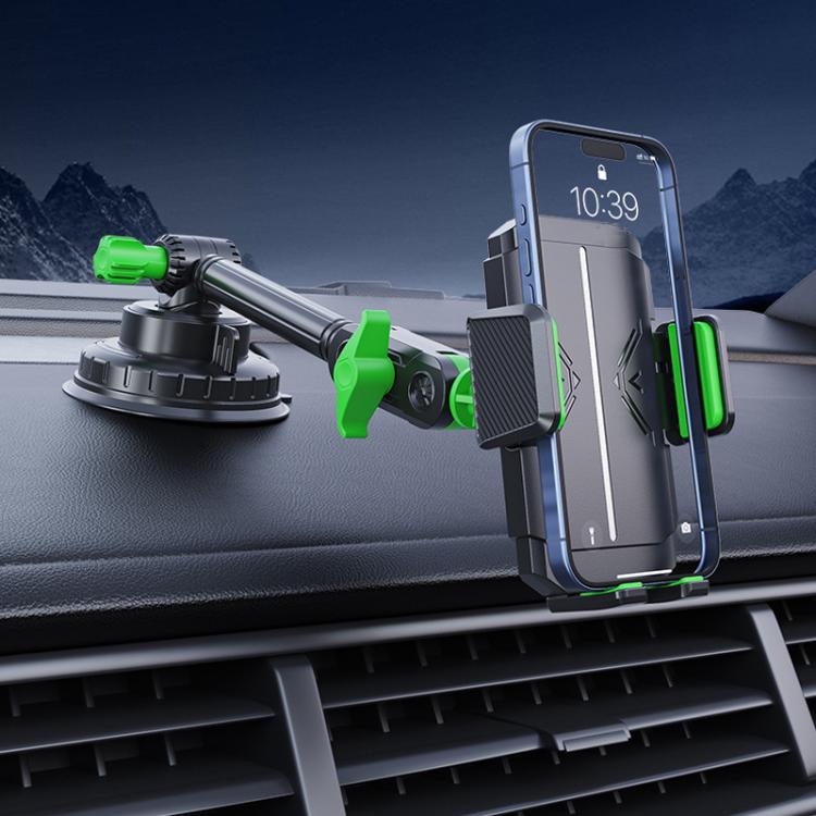 Car Powerful Suction Cup Cell Phone Holder Front Glass Navigation Mount(Square Clip Green) - Universal Car Holders by buy2fix | Online Shopping UK | buy2fix