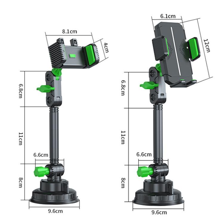 Car Powerful Suction Cup Cell Phone Holder Front Glass Navigation Mount(Square Clip Green) - Universal Car Holders by buy2fix | Online Shopping UK | buy2fix