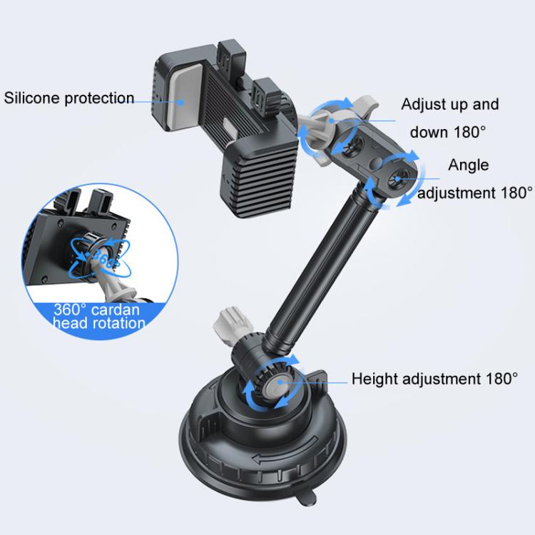 Car Powerful Suction Cup Cell Phone Holder Front Glass Navigation Mount(Square Clip Green) - Universal Car Holders by buy2fix | Online Shopping UK | buy2fix