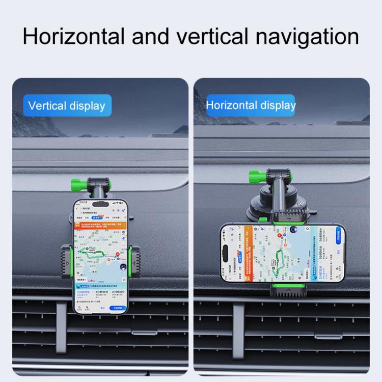 Car Powerful Suction Cup Cell Phone Holder Front Glass Navigation Mount(Crab Lock Clip Green) - Universal Car Holders by buy2fix | Online Shopping UK | buy2fix