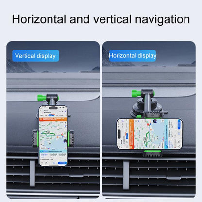 Car Powerful Suction Cup Cell Phone Holder Front Glass Navigation Mount(Square Clip Green) - Universal Car Holders by buy2fix | Online Shopping UK | buy2fix