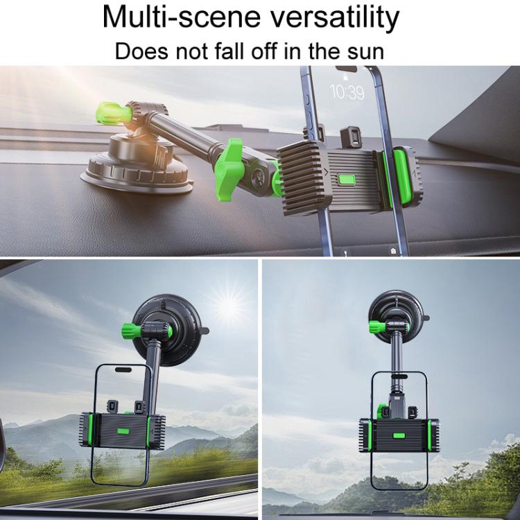 Car Powerful Suction Cup Cell Phone Holder Front Glass Navigation Mount(Square Clip Green) - Universal Car Holders by buy2fix | Online Shopping UK | buy2fix