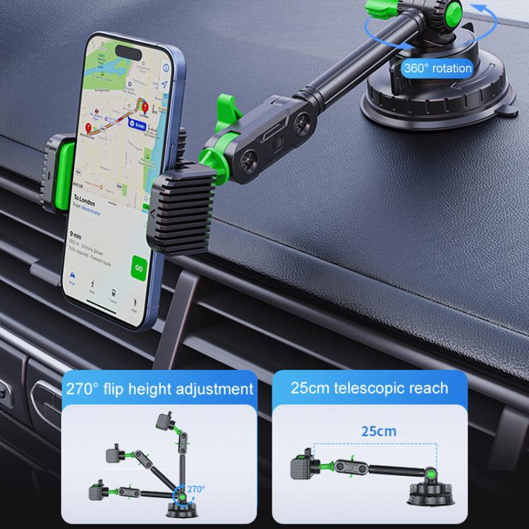 Car Powerful Suction Cup Cell Phone Holder Front Glass Navigation Mount(Square Clip Green) - Universal Car Holders by buy2fix | Online Shopping UK | buy2fix