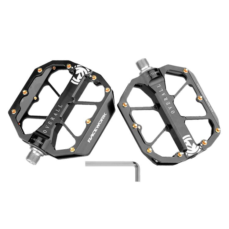 RACEWORK D029 CNC Triple Bearing Hollow Anti-slip Bicycle Pedals(Black) - Pedals by RACEWORK | Online Shopping UK | buy2fix