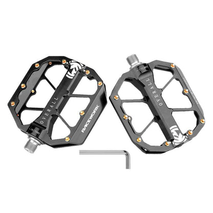 RACEWORK D029 CNC Triple Bearing Hollow Anti-slip Bicycle Pedals(Black) - Pedals by RACEWORK | Online Shopping UK | buy2fix