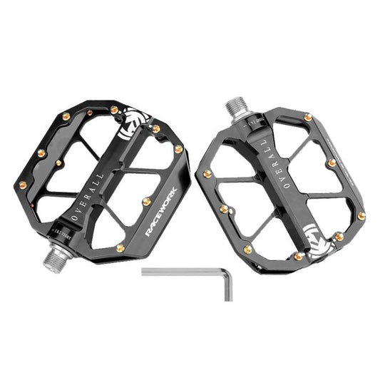 RACEWORK D029 CNC Triple Bearing Hollow Anti-slip Bicycle Pedals(Black) - Pedals by RACEWORK | Online Shopping UK | buy2fix