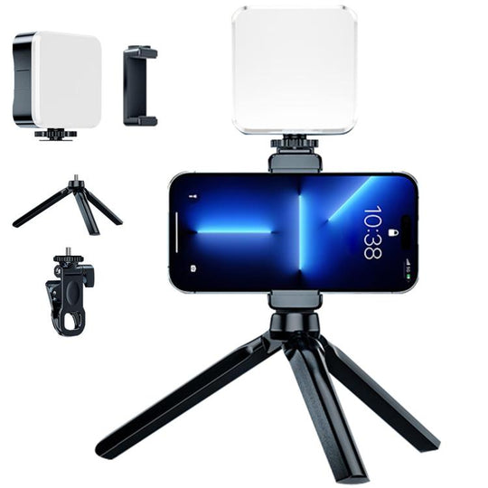 Battery Type Selfie Fill Light 3 Color Temperature Clip On Lamp with PTZ & Tripod Kit