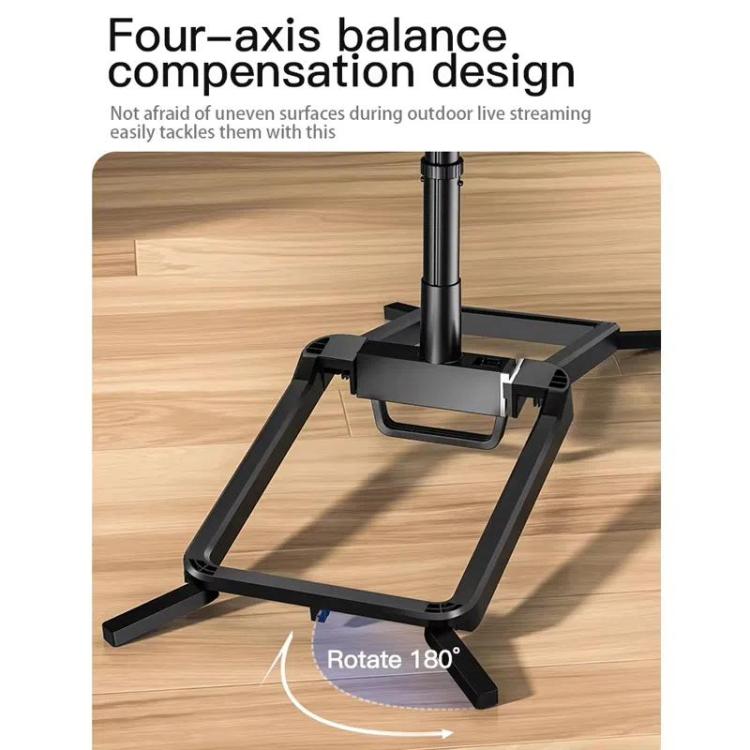 Adjustable 55-Inch Quadpod Live Streaming Phone Stand Foldable Tripod With Dual Phone Clip & 1/4 Inch Screw YY-2 - Stand by buy2fix | Online Shopping UK | buy2fix