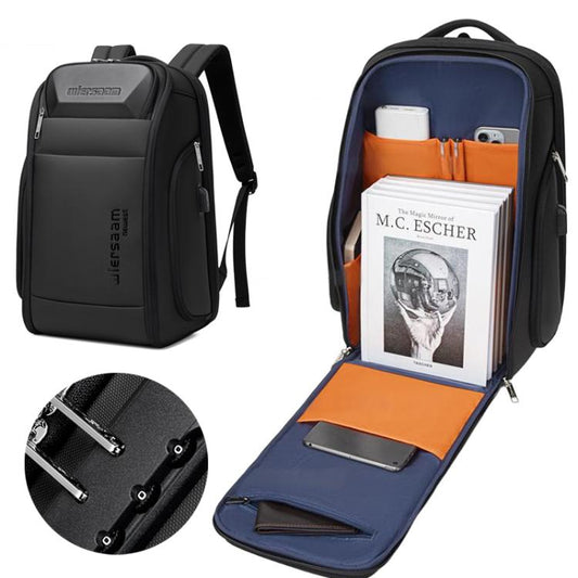 Wiersaam Men Waterproof Anti-Theft Business Backpack Travel Laptop Bag With USB Charging Port & Password Lock Large - Backpack by wiersaam | Online Shopping UK | buy2fix