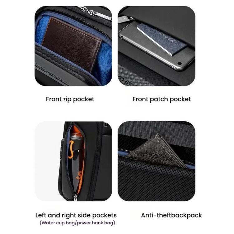 Wiersaam Men Waterproof Anti-Theft Business Backpack Travel Laptop Bag With USB Charging Port & Password Lock Middle - Backpack by wiersaam | Online Shopping UK | buy2fix