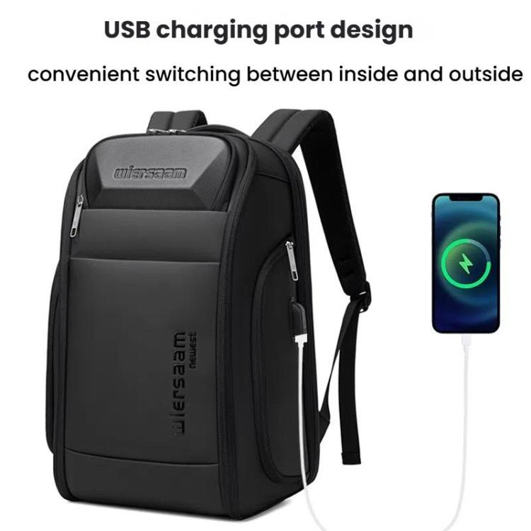 Wiersaam Men Waterproof Anti-Theft Business Backpack Travel Laptop Bag With USB Charging Port & Password Lock Middle - Backpack by wiersaam | Online Shopping UK | buy2fix
