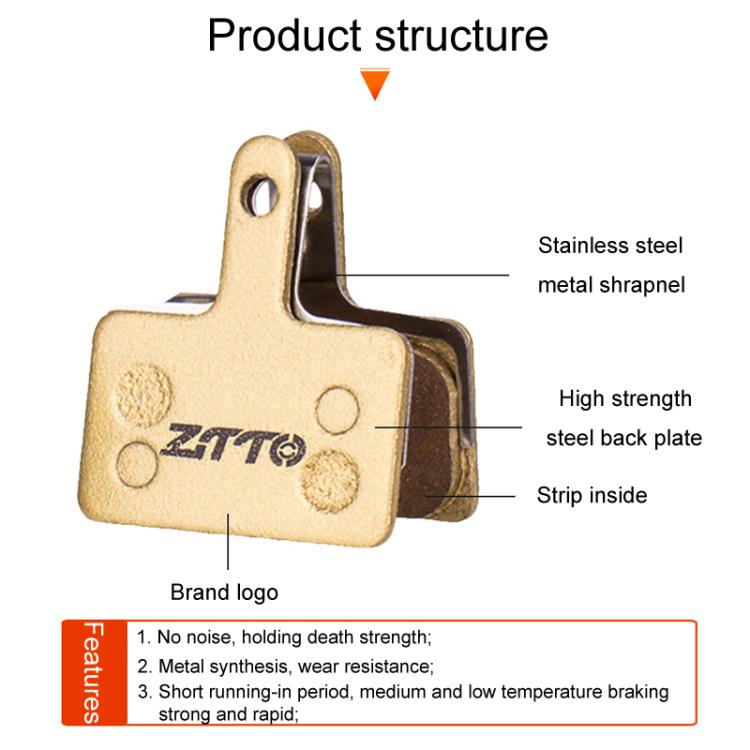 2pairs ZTTO Mountain Bike Full Metal Copper Base Lining Oil Disc Block Brake Pad, Model: MJ-07C - Bicycle Brake Parts by ZTTO | Online Shopping UK | buy2fix