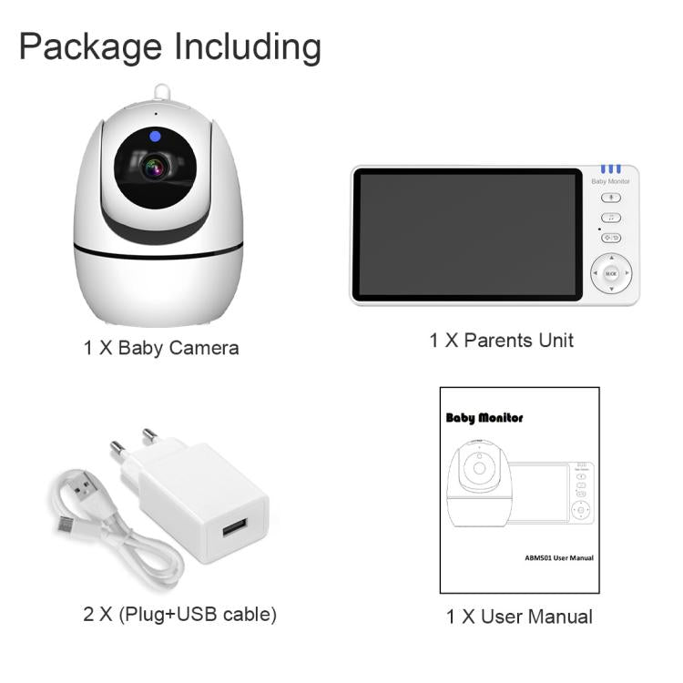 5 inch 1080P HD Baby Watcher Baby Monitor Camera US Plug - Baby Monitor by buy2fix | Online Shopping UK | buy2fix