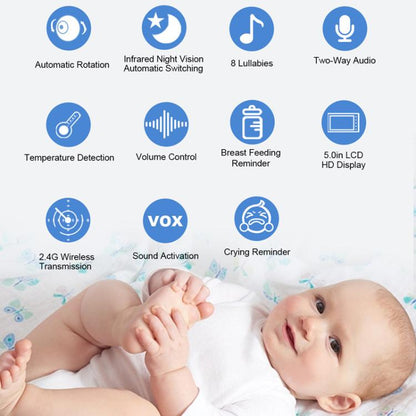 5 inch 1080P HD Baby Watcher Baby Monitor Camera AU Plug - Baby Monitor by buy2fix | Online Shopping UK | buy2fix